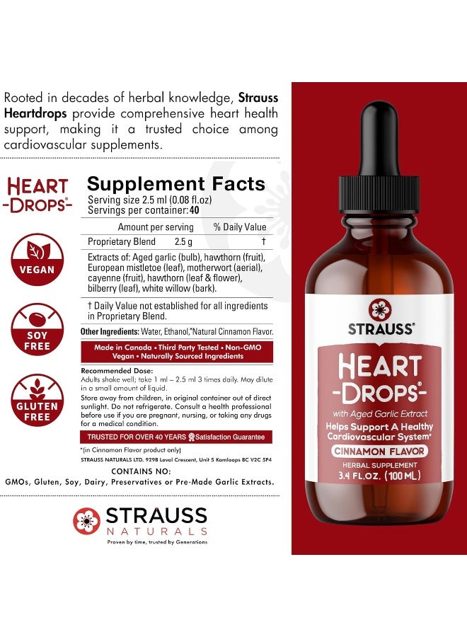 Strauss Heartdrops Aged Garlic Extract, Herbal Supplement For Heart Health-Heartdrops | Maintain A Healthy Cardiovascular System, Cinnamon Flavor - Image 4